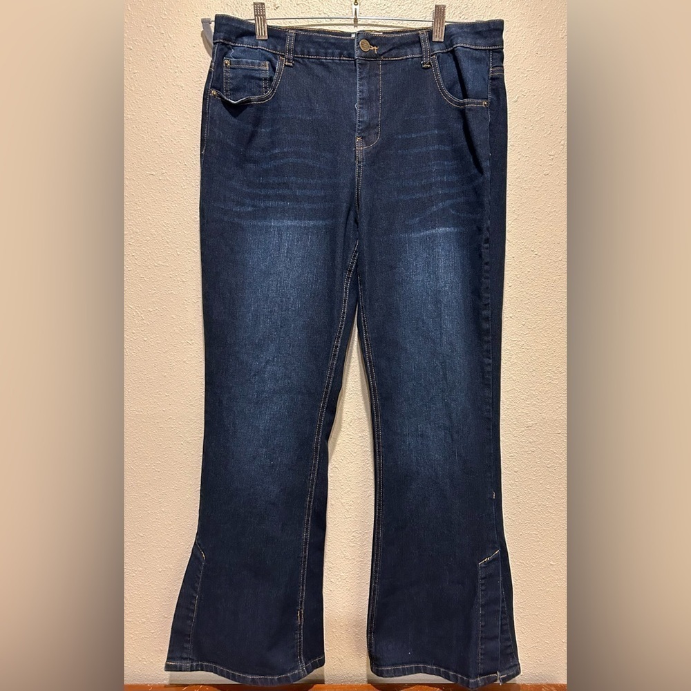 For the Republic denim flare jeans with side‎ slits Size 14